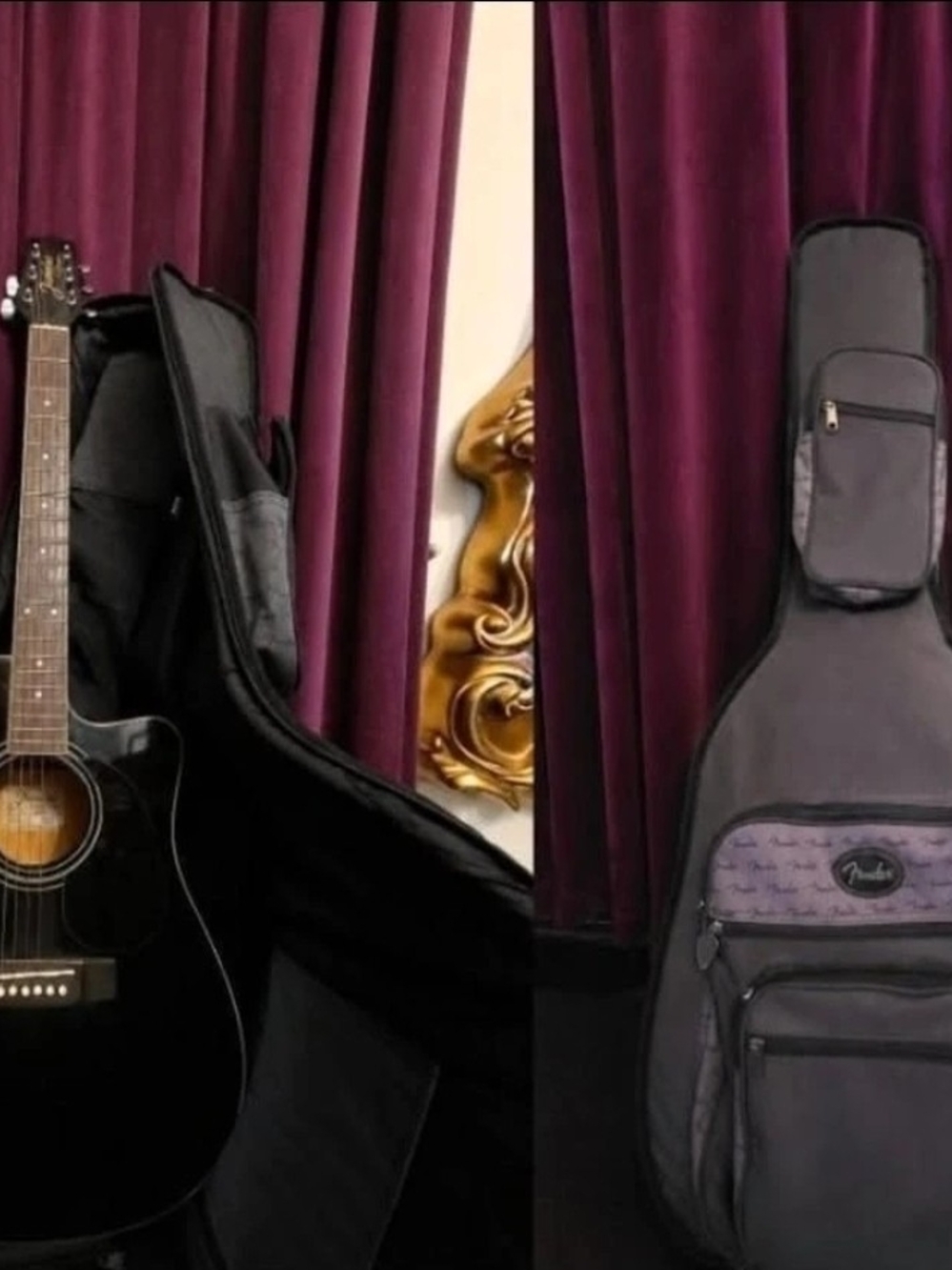 Fender Black Padded Guitar Backpack Case with Logo Pocket